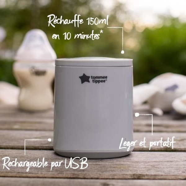 TOMMEE TIPPEE LetsGo kannettava sähköinen pullonlämmitin. USB-ladattava. kevyt