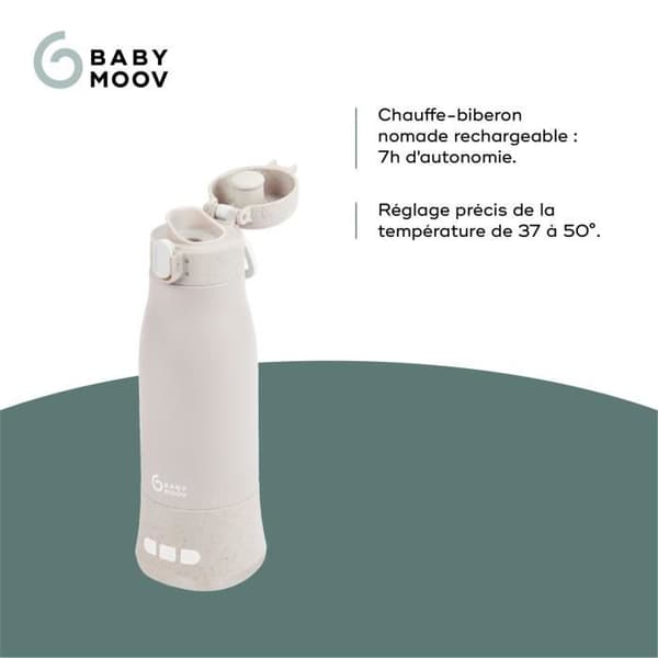 Moov & Feed bærbar flaskevarmer - BABYMOOV - 340ml - mineralbeige - Temperaturindstilling - Holder varm