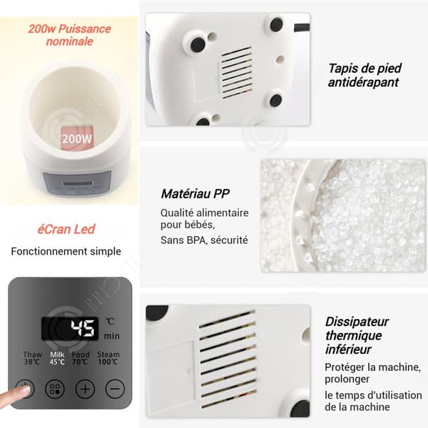 INN Värmare för nappflaskor 200 w med LED-skärm multifunktionell nappflaskvärmare en enskild nappflaska PTC värmeelement enkelt att använda