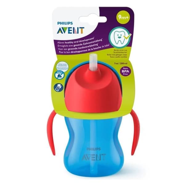 Avent Straw Cup Röd Blå 200ml