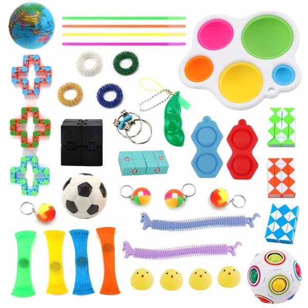 Fidget Toys - Legetøjspakke til voksne og børn - 38 stykker farvede bobler