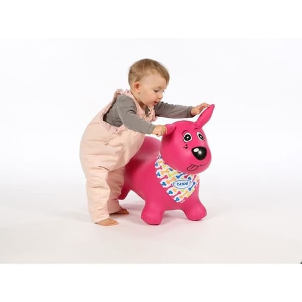LUDI - Pink Dog Jumping Ball - Utvecklar motoriken och säkerställer stabilitet - Från 10 månader