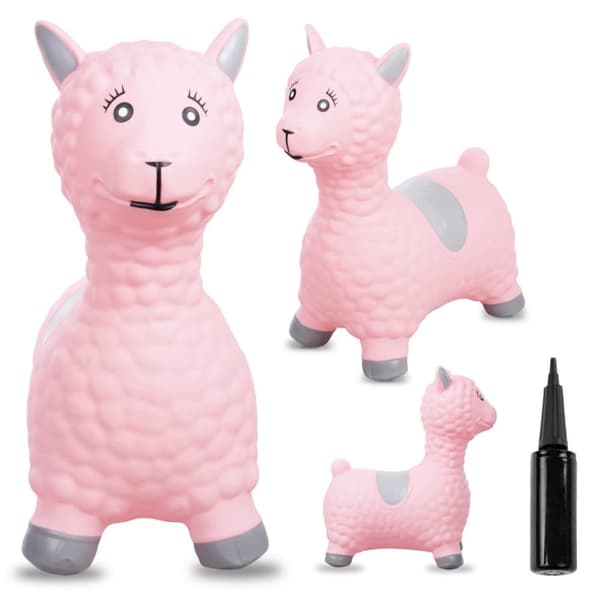 Hoppleksak för barn med pump - Rosa Alpaca