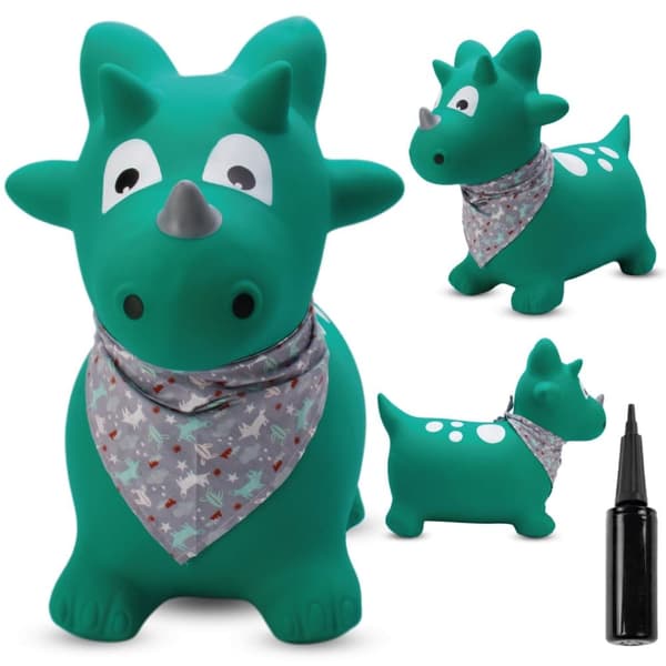 Sun Baby Hoppleksak med Pumpe Grön Dino med Bandana