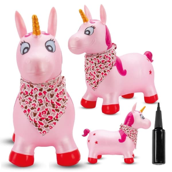 Barnens Hoppande Lek med Pump Enhörning Rosa Pearl med Bandana