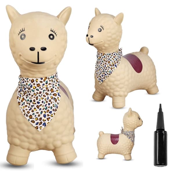 Uppblåsbart Hoppleksak för Barn med Pump - ALPAKA Beige med Bandana