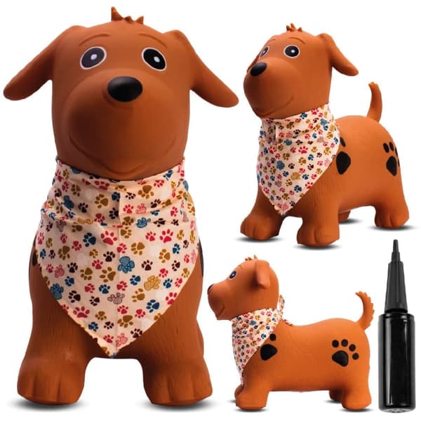 Hoppa Boll för Barn med Pump – Hund Brun med Bandana