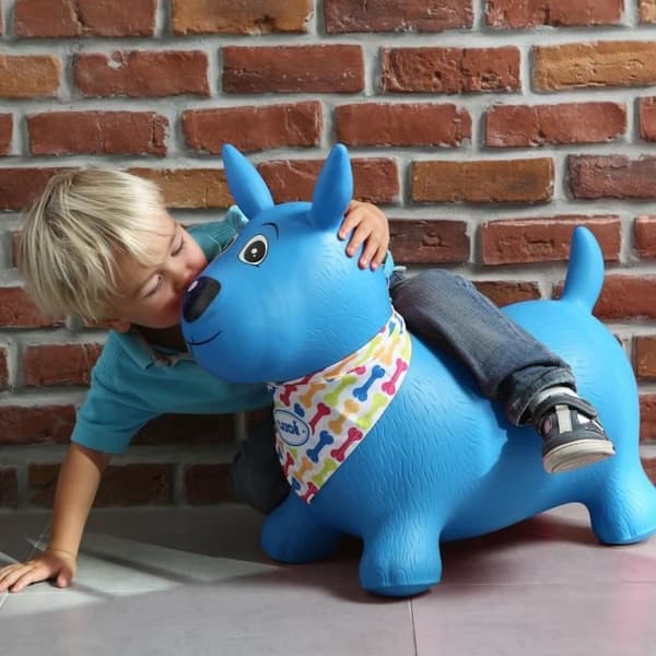 LUDI blå hundhoppboll - för barn från 10 månader och uppåt - inomhus och utomhus