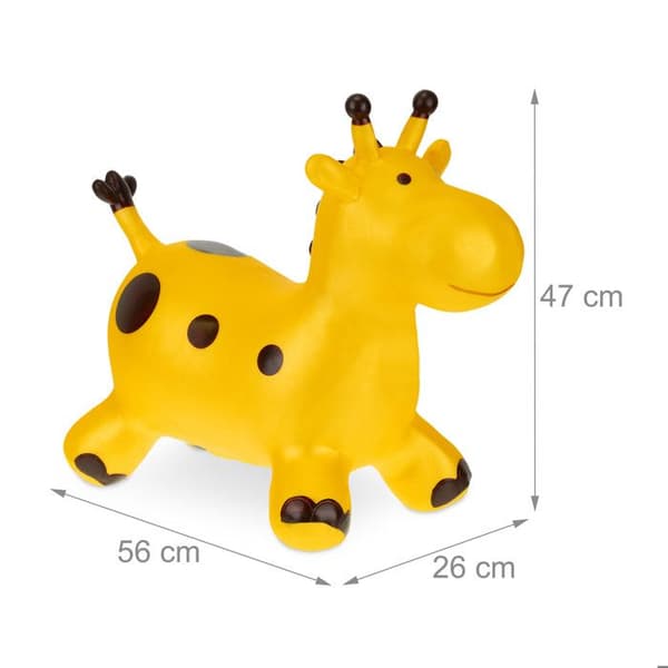 Relaxdays Djurhoppa, leksak i form av en giraff, för barn från 3 år, med pump, utan BPA, gul och brun