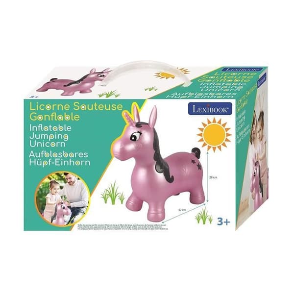 LEXIBOOK - Rosa Uppblåsbar Jumping Unicorn - 3 år och +