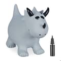 Miniatyrbild 1 av 6: Relaxdays djurhoppare med luftpump, i form av en triceratops, max last 50 kg, utan BPA, för barn, grå