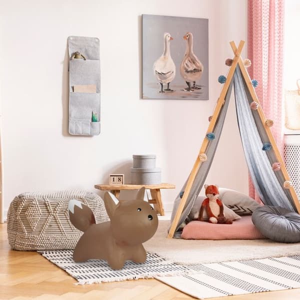 Relaxdays Djurhoppare i form av en räv, med luftpump, 3 år och uppåt, BPA-fri, uppblåsbart leksak, brun