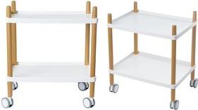 Vagn med 2 hyllplan vit/bok (DDC.23.13)