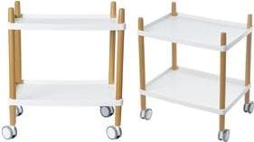 Vagn med 2 hyllplan vit/bok (DDC.23.13)