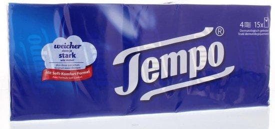 Tempo näsdukar 4-lagers vit cellulosa förpackning 15x10 stycken (144363)