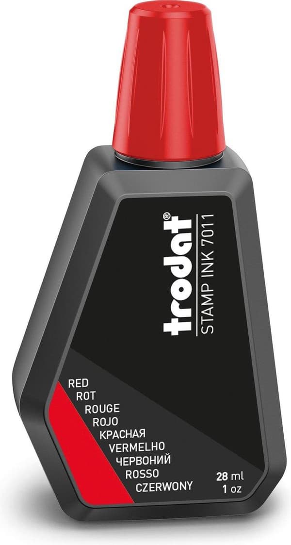 Trodat 7011 refill stempel blæk til blækpuder 28 ml. - rød