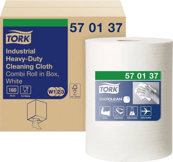 TORK 570137 Extra starka industriella rengöringsservetter vita W1/2/3