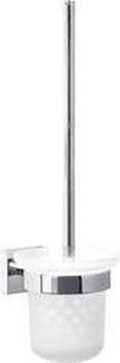tesa® Ekkro toiletbørste, højglans forkromet metal, selvklæbende monteringsteknologi, 390 mm x 116 mm x 147 mm