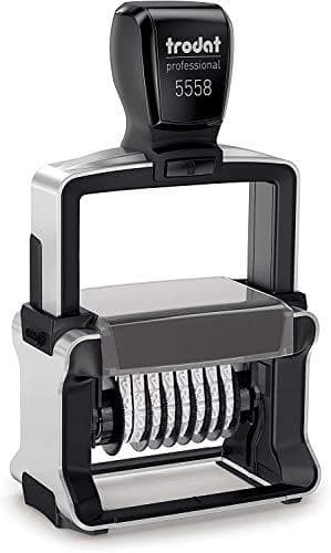 trodat nummerstämpel Professional 4.0 5558, 8-siffrigt hölje: borstat rostfritt stål, färg på grepplocket: svart, - 1 st (120198)