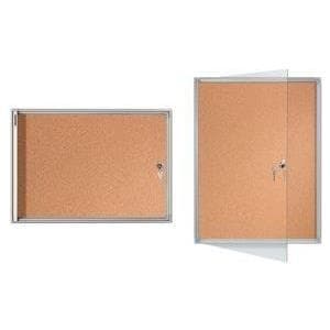 FRANKEN vitrine X-tra!Line, 2 x DIN A4, kork-bagvæg, der kan stiftes af kork, aluminiumsramme, grå - 1 stk (FSKA2)