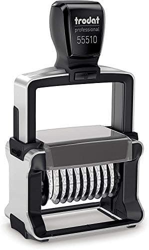 trodat nummerstämpel Professional 4.0 55510, 10-siffrigt hölje: borstat rostfritt stål, färg på grepplocket: svart, - 1 st (120202)