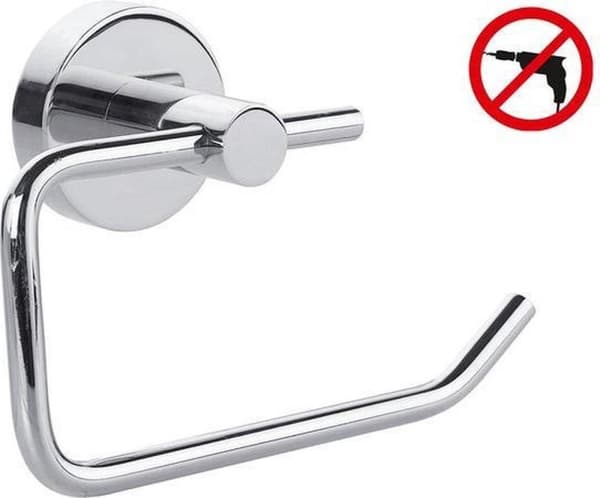 Tesa Smooz Toiletrulleholder uden klap 13,5x15,5x8,5cm bor Selvklæbende Forkromet Metalkrom