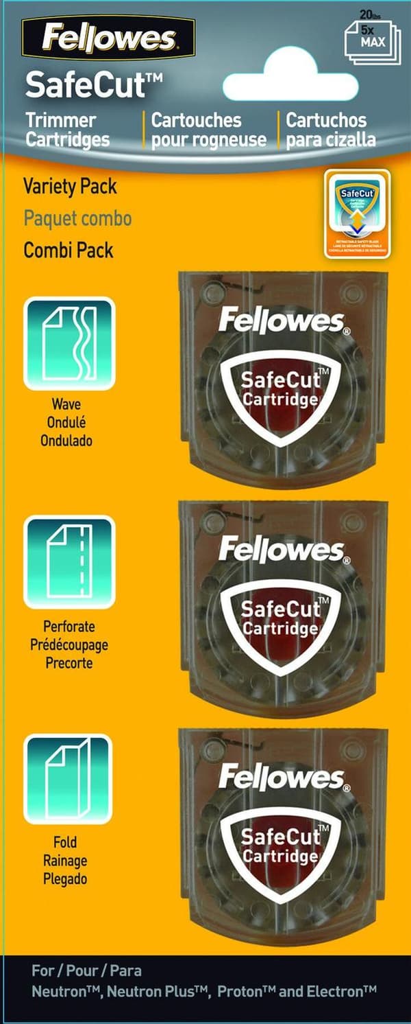 Fellowes SafeCut - Vaihtoteräpatruuna (3 kpl pakkaus) - Fellowes Electron A3, Electron A4, Neutron A4, Neutron Plus A4, Proton A3, Proton A4 (5411301)
