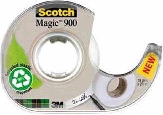 3M Scotch Magic handdispenser inkl självhäftande film 900, 19mm x 20m självhäftande film: fast på osynlig, matt, skrivbar (91920H)