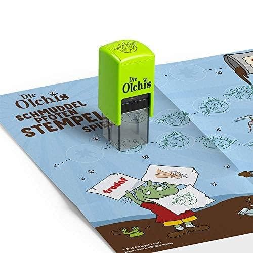 Trodat Die Olchis Muddy Paws-stämpel med spel för barn - Pojke, Imprint Green, 171463