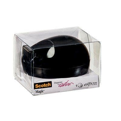 Scotch® Tape Dispenser Design Rock Formed by Karim Rashid, Black + 1 Roll Scotch® Magic™ Tape 19 mm x 7,5 m