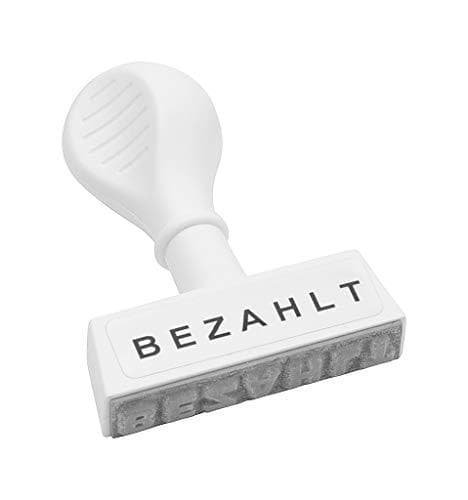 WEDO 1939 lejrtekststempel BETALT, plast, aftryksbredde ca. 45 mm, skrifthøjde 5,5 mm, ergonomisk håndtag, hvid