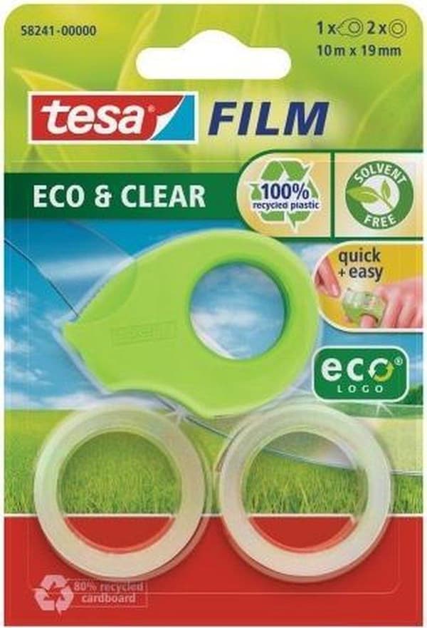 TESA 58241 tapedispenser Plastic Green - 1 rulle og 2x tape