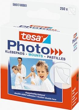 tesa foto självhäftande kuddar, vit, självhäftande på båda sidor med avdragsflik, i en praktisk kartongautomat (56617-00001-00)