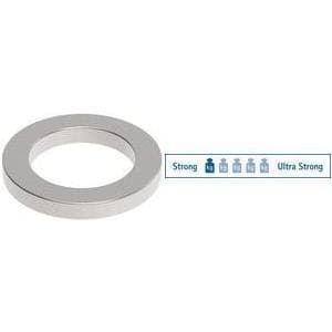 Maul neodym ringmagnet, rund, 0,5 kg vidhäftningskraft, 12 x 1,5 mm, ljus silver, 10 delar, 6168396
