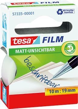 Tesa film matt-osynlig, 10m:19mm, 1 rulle i en hopfällbar låda
