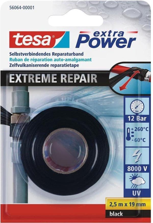 Tesa extreme korjausteippi musta - 2,5 metriä x 19 mm.
