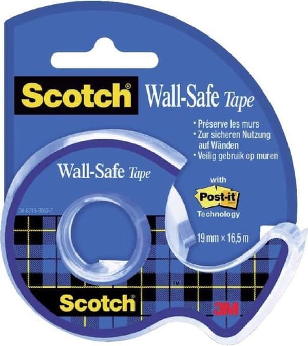 Scotch® Wall-Safe Tape 19 mm x 16,5 m 1 rulle EN, FR, DE, NL, 1 stk maxi dispenser