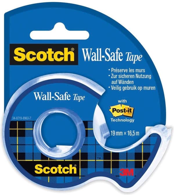 Scotch® Wall-Safe Tape 19 mm x 16,5 m 1 rulla EN, FR, DE, NL, 1 kpl maxi-annostelija