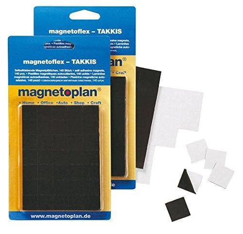 magnetoplan Takkis läpipainopakkauksessa, itseliimautuvat mustat magneettilevyt näkymättömään kiinnitykseen (15502)