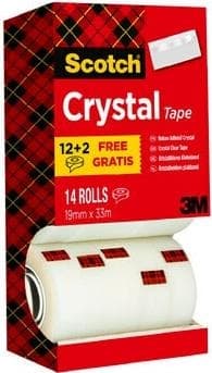 Plaktape Scotch Crystal 600 19mmx33m transparent 12+2 gratis