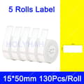 Pikkukuva 2 / 2: Etikettitarra Paperirulla, valkoinen väri, yhteensopiva D11 D110 D101 tulostimien kanssa, 5 valkoista 15x50mm kokoa