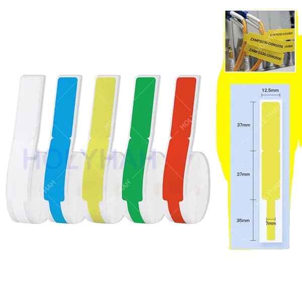 Etiketklæbepapirrulle, hvid farve, kompatibel med D11 D110 D101 printere., 5 Farve Kabel
