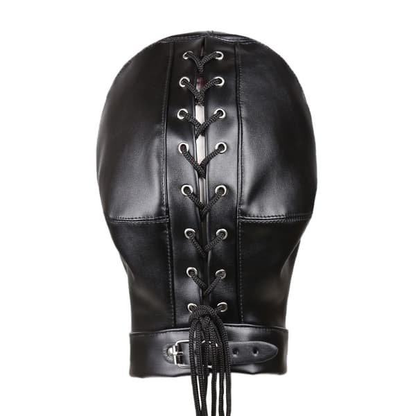 Bondage mask Svart med snörning (ögon mun)