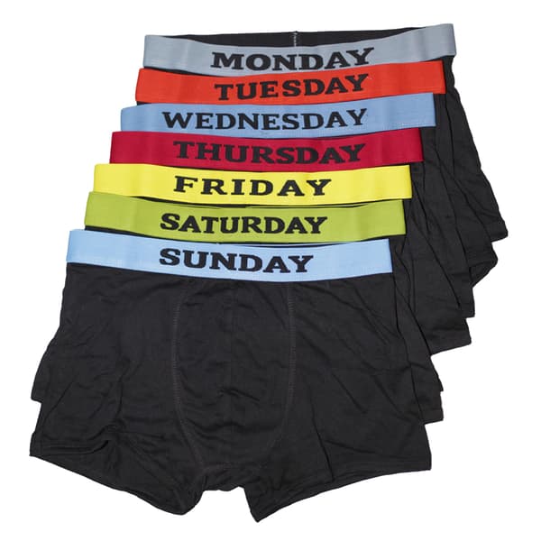 Mens Days Of The Week Boxer Shorts / Underwear (Pack Of 7) Black S Waist 30-32inch (76-81cm)