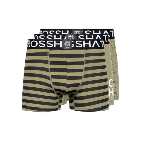 Crosshatch Mens Gridline Boxer Shorts (Pack of 3) Green S