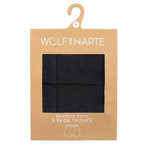 Wolf & Harte Mens Bamboo Rich Boxer Shorts (Pack Of 2)