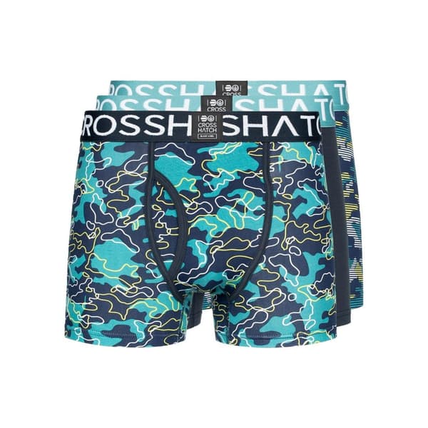 Crosshatch Mens Linamo MVE Boxershorts med öppen gylf (3-pack) Teal L