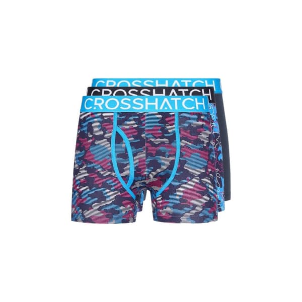 Crosshatch Mens Linamo MVE Open Fly Boxer Shorts (Pack of 3) Blue M