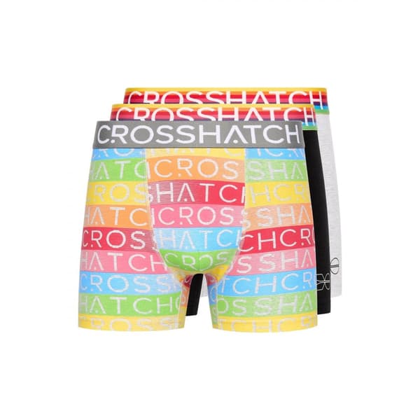 Crosshatch Boxershorts Rainbow Mix för herrar (Förpackning med 3 st) Grey M