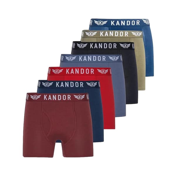 Kandor Mens Quinfly Bamboo Boxer Shorts (Pack of 7) Multicoloured M
